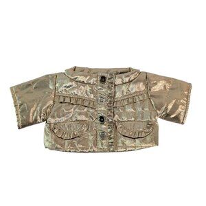 Build A‎ Bear Clothes Gold Metalic Jacket Coat Button Ruffle Details BABW